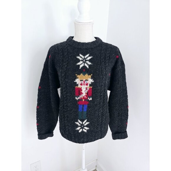 Woolrich Wool Vintage Nutcracker Christmas Holiday Snowflake Crew Knit Sweater M - Picture 1 of 11